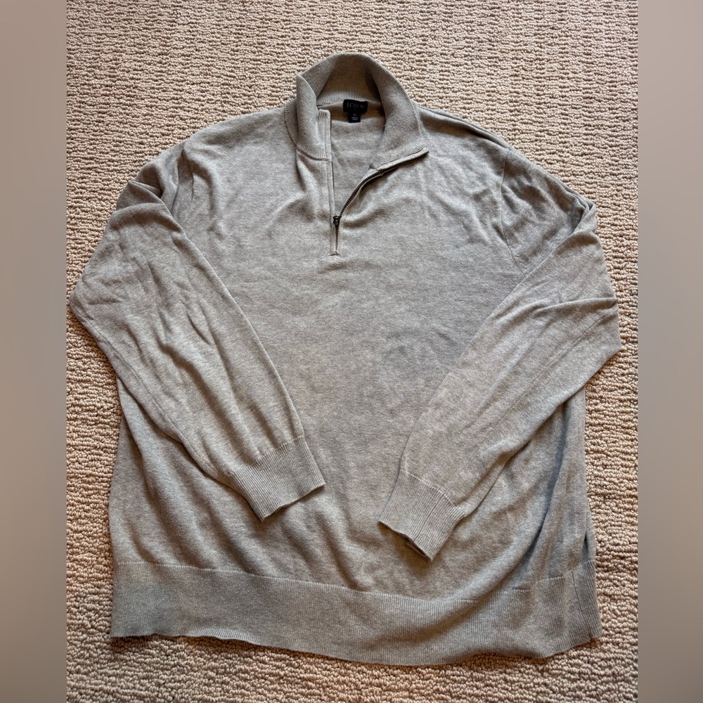 J. Crew Men's Light Gray 1/2 zip Henley sweater
